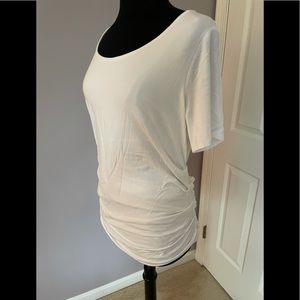 NWT LYSSE White Stretch Tummy Tuck Ruched Top XL